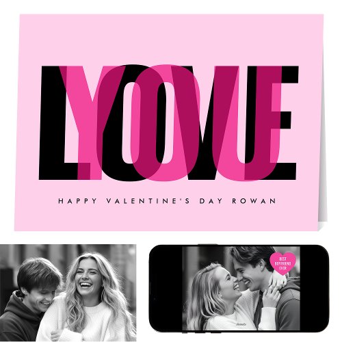 Love You Custom 2 Photo Happy Valentine's Day Pink