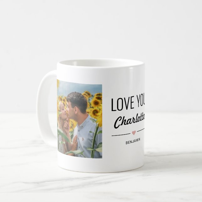Love You Custom Female Name Birthday Photo Coffee Mug (Front Left)