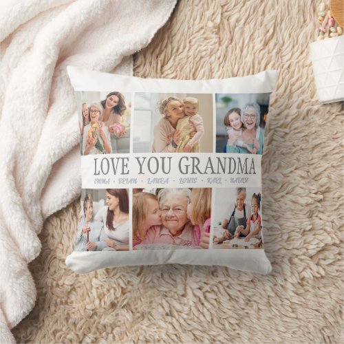 LOVE YOU Custom Name Photo Collage Throw Pillow