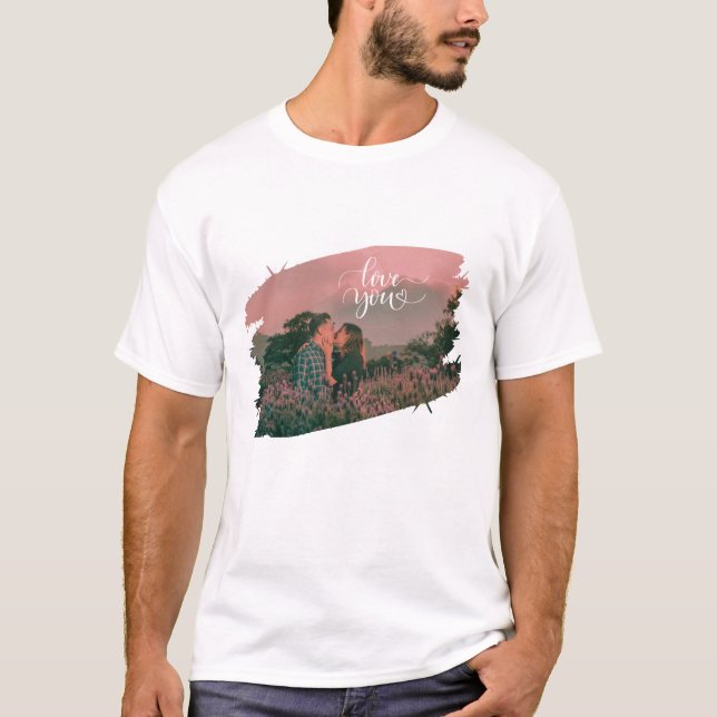  Love You Custom Photo For valentine's Day Couple T-Shirt (Front)