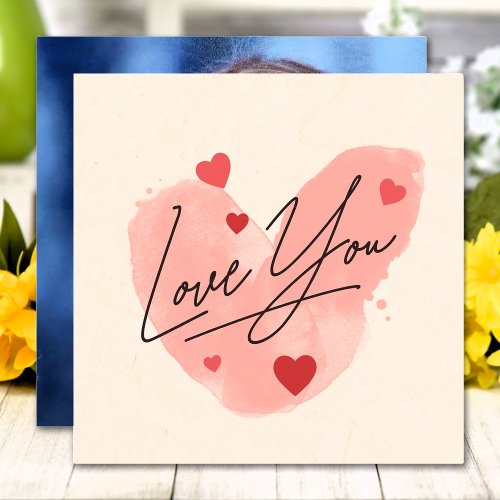 Love You Custom Photo Red Hearts Valentines Day Holiday Card