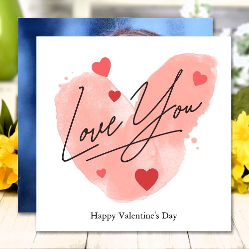 Love You Custom Photo Text Valentines Day Holiday Card