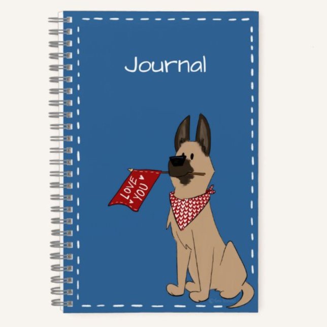 Love You Custom Text Cute Dog Spiral Notebook (Creator Uploaded)
