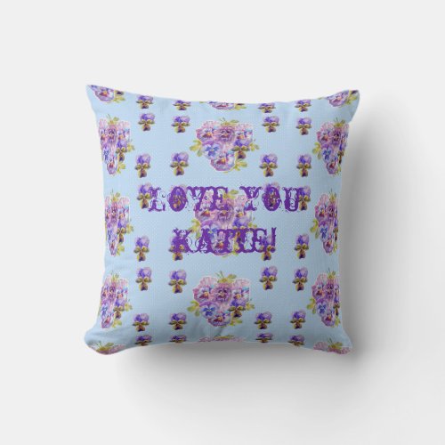 Love You Customised Girls Name Floral Cushion