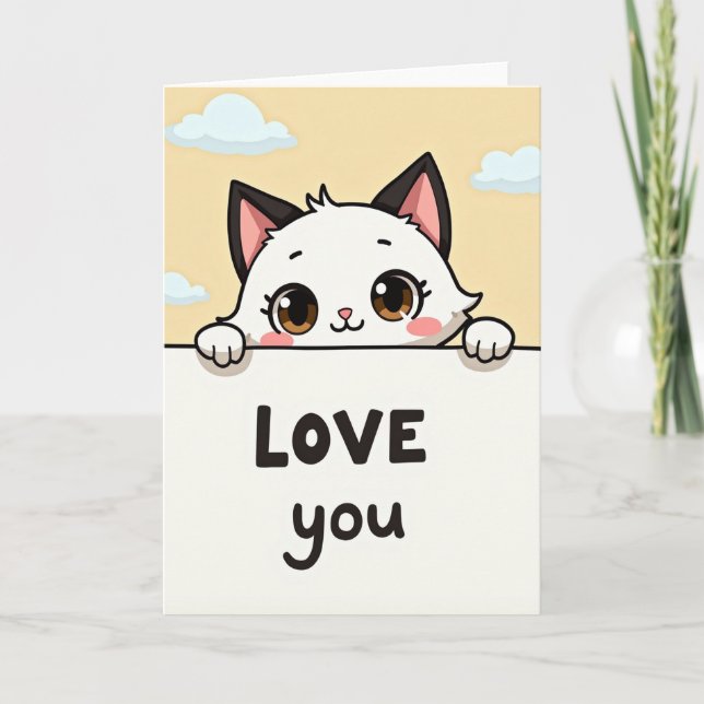 Love You Cute Cat Card (Front)