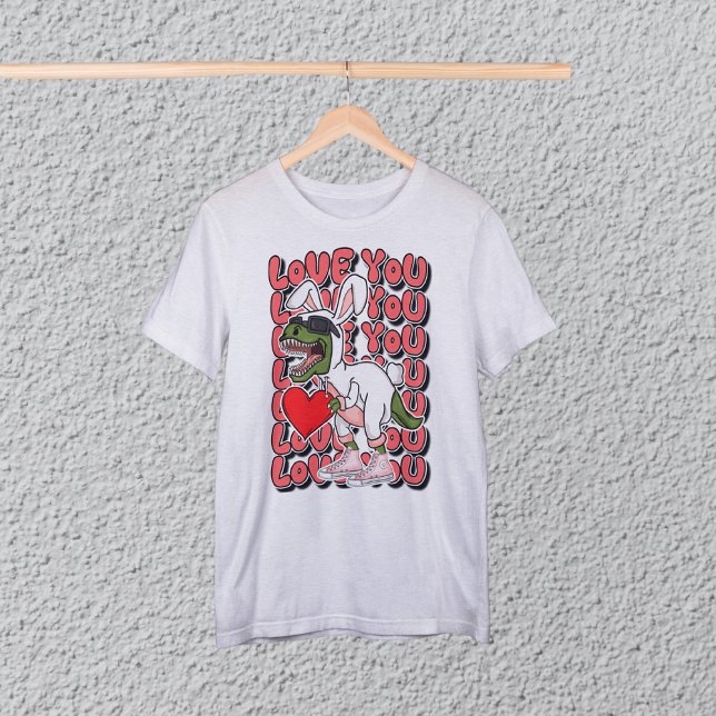 Love You, Cute Dinosaur in Bunny Costume T-Shirt (Creator Uploaded)