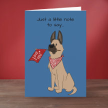 Love You Cute Dog Blank Folded Greeting Card