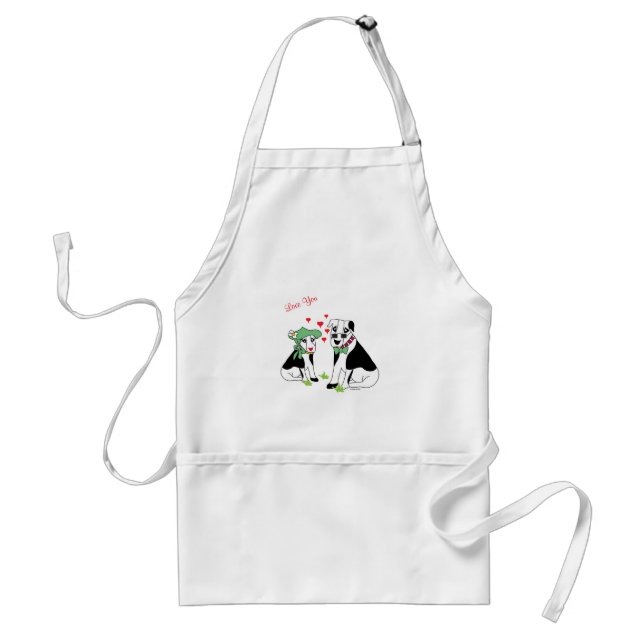 Love YOU - Cute Dogs Valentine Adult Apron (Front)