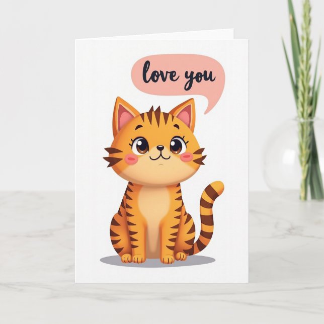 Love You Cute Kitty Card (Front)