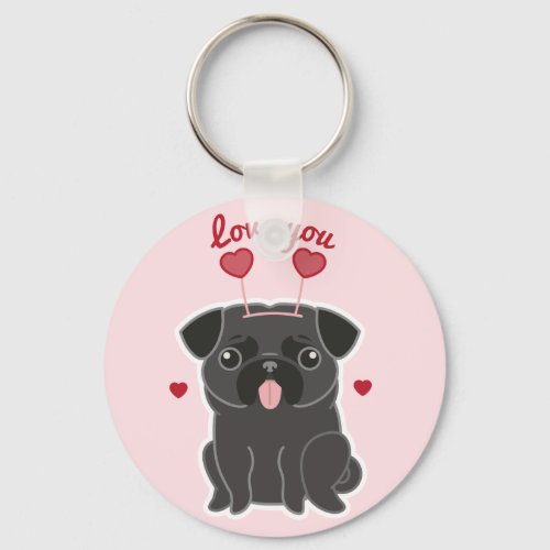 Love you cute pug keychain