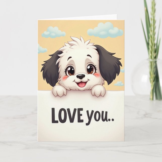 Love You Cute Puppy Card (Front)