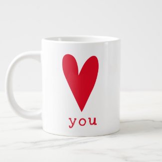 Love You | Cute Red Heart Large Coffee Mug