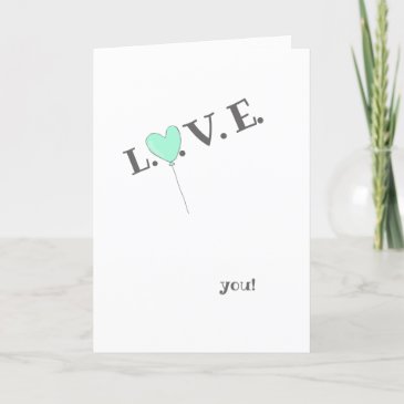 Love You - Cute Teal Balloon