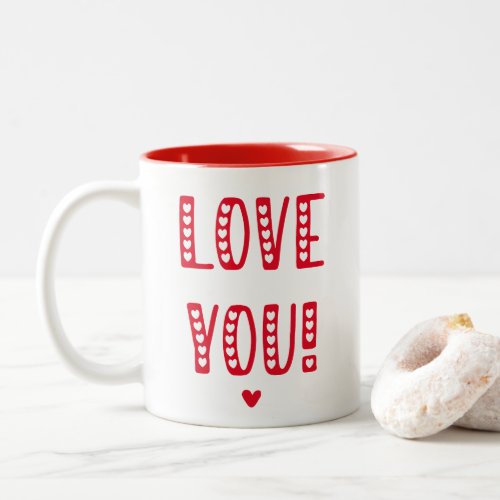 Love You Cute Typography Valentines Day Two_Tone Coffee Mug