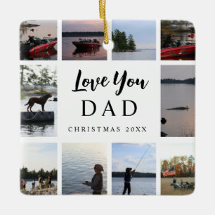 Love You Dad 10 Customizable Photos Christmas Ceramic Ornament