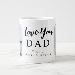 Love You Dad | 2 Customizable Photos And Names Giant Coffee Mug