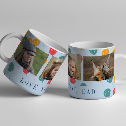 Love you dad 3 photo collage cute Fathers Day Two_Tone Coffee Mug