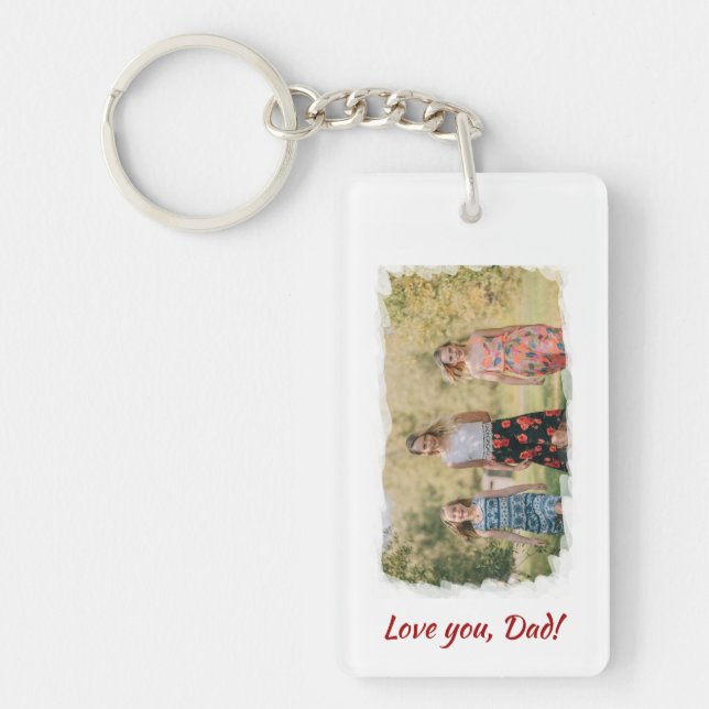 Love You Dad Best Dad Ever Photo Typography Script Keychain (Front)