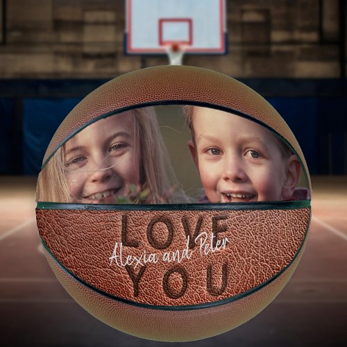 Love you dad brown leather stamp photo basketball