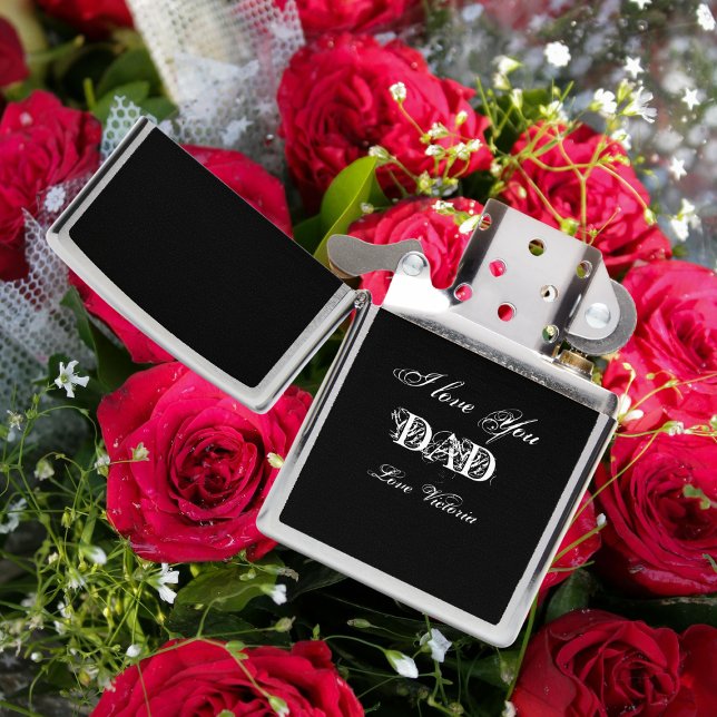 Love You Dad Chic Script Name Elegant Classic Zippo Lighter (I Love You Dad - Chic Script Name, Elegant Classic Zippo Lighter.)
