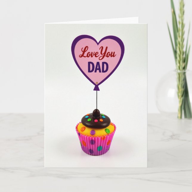 Love You Dad Cupcake Greeting Card (Front)