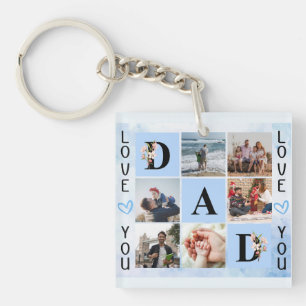 Love You Dad Custom Photo Collage - Personalized Keychain