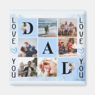 Love You Dad Custom Photo Collage - Personalized Magnet