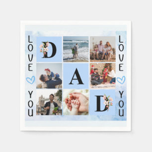 Love You Dad Custom Photo Collage - Personalized Napkins