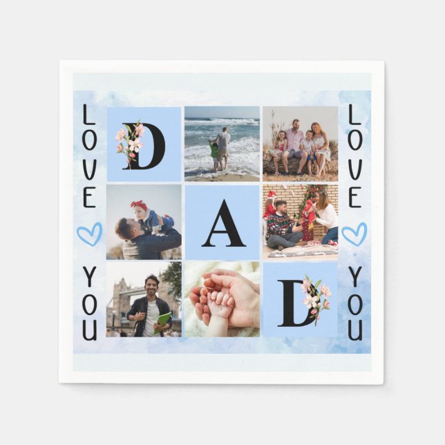 Love You Dad Custom Photo Collage - Personalized Napkins (Front)