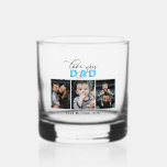 Love You Dad/Daddy/Papa/Other 3 Photo Custom Text Whiskey Glass<br><div class="desc">Celebrate the special bond between a father and child with this "Love You Dad" custom photo whiskey glass. This elegant and heartfelt glass features three cherished photos, making it a unique and personalized gift perfect for any occasion. The design showcases the touching message "Love You Dad" in a stylish script,...</div>