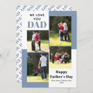 Love You Dad dusty blue Father's Day photo card