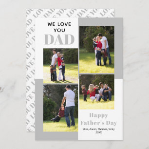 Love You Dad four photos gray Father's Day card