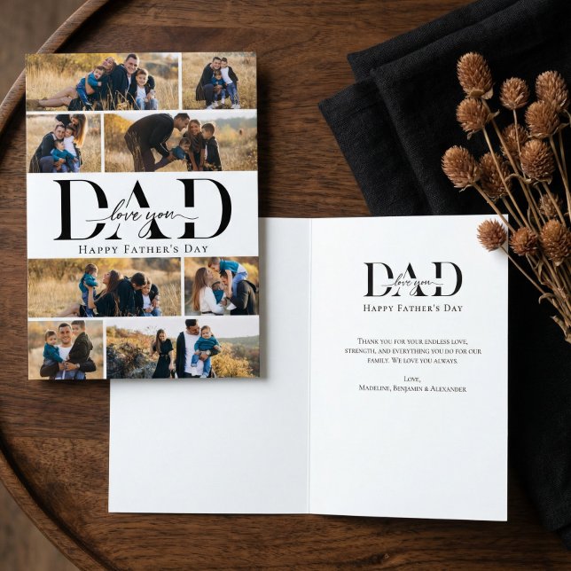Love You Dad Heart Photo Collage Father's Day Card (Love You Dad Heart Photo Collage Fathter's Day Card)