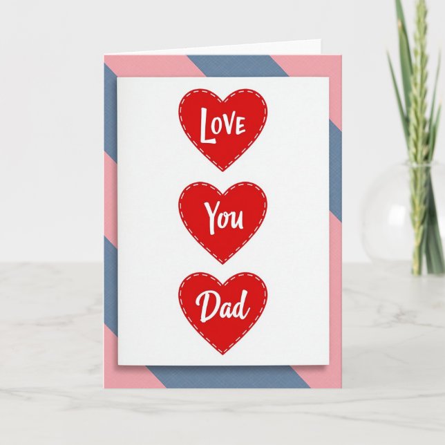 Love You Dad Hearts Card (Front)