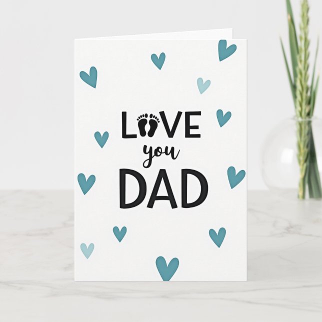 Love You Dad Hearts Card (Front)