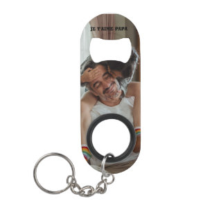Love You dad je t' aime pap < personalized Photo Keychain Bottle Opener