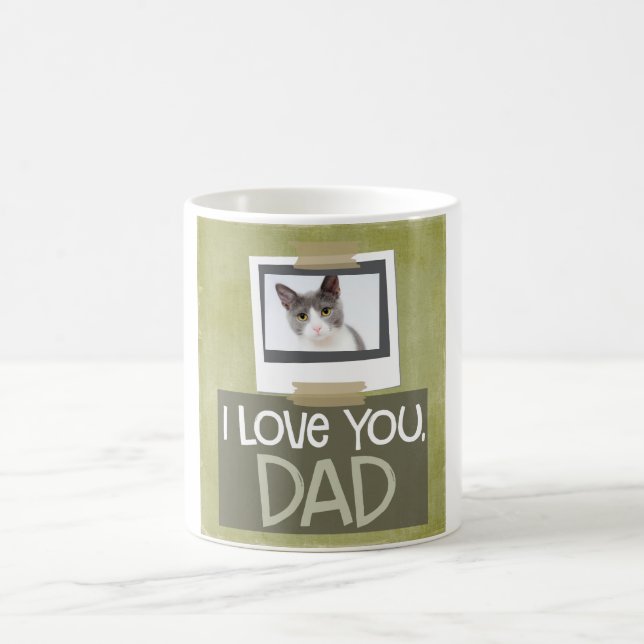 Love You, Dad Lime Green Cat Photo Mug (Center)