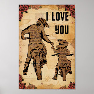Love You Dad Motor Cycle Poster