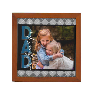 Love You Dad One Photo Rustic Desk Organizer