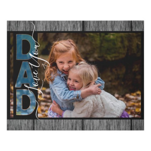 Love You Dad One Photo Rustic Faux Canvas Print