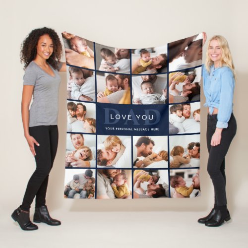 Love You Dad Personal Message 18_Photo Collage Fleece Blanket