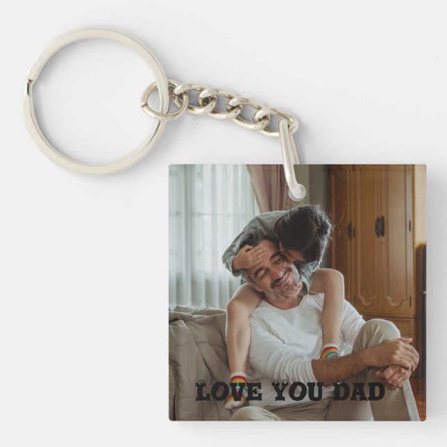 Love You dad Personalized Photo Keychain (Front)
