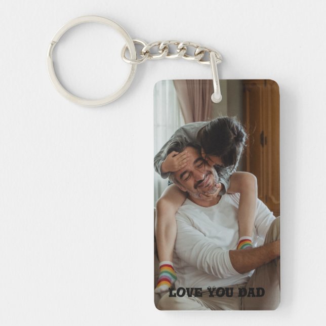 Love You dad, Personalized photo Keychain (Front)