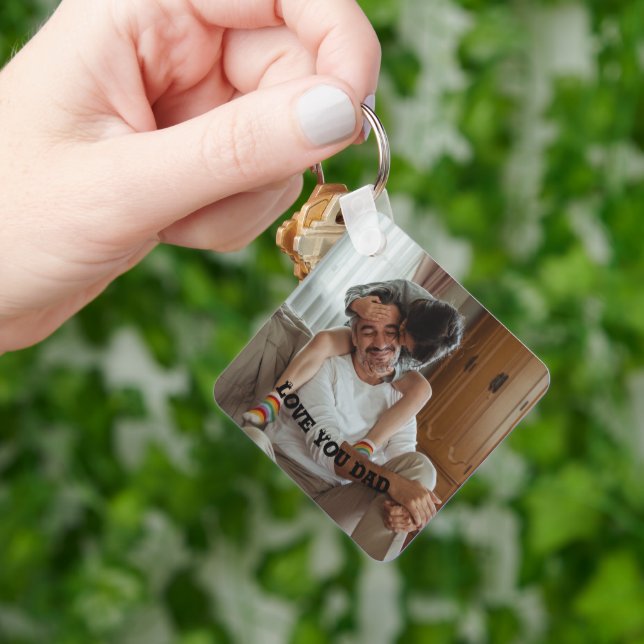 Love You dad < personalized Photo  Keychain Bottle (Hand)