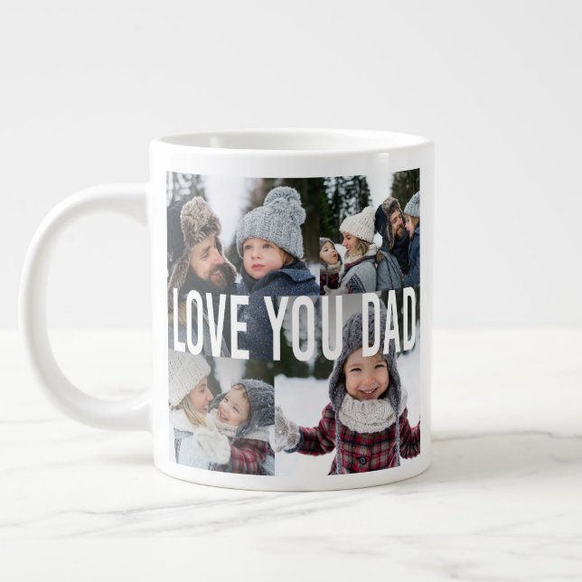 Love You Dad Photo Collage Father's Day Giant Coffee Mug (Left)
