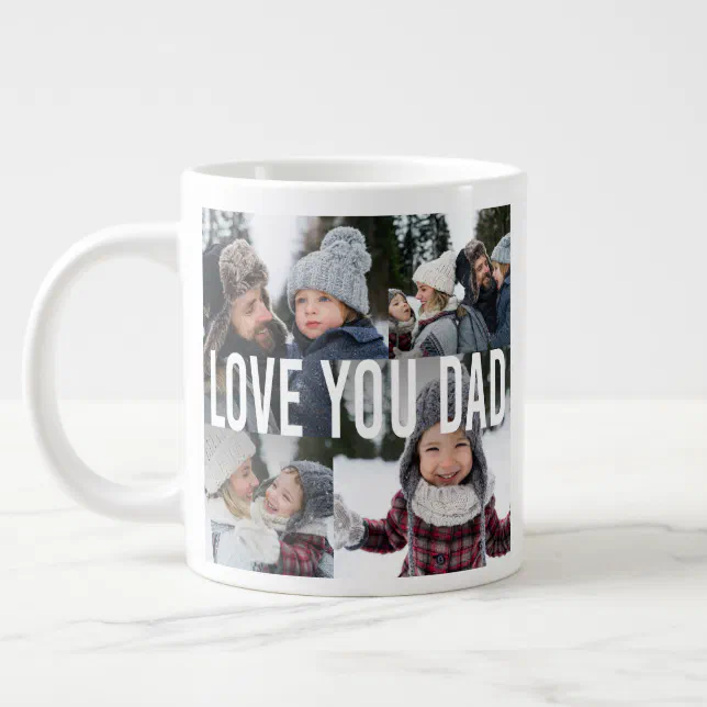 Love You Dad Photo Collage Father's Day Giant Coffee Mug (Left)