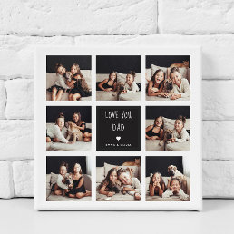Love You Dad | Photo Collage Handwritten Text Faux Canvas Print
