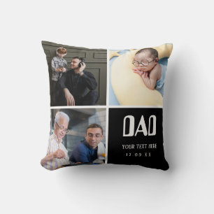 Love You dad Photo Collage Handwritten Text Throw Pillow