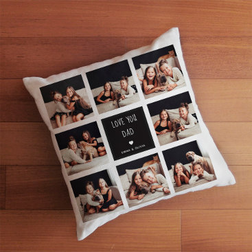 Love You Dad | Photo Collage Handwritten Text Throw Pillow