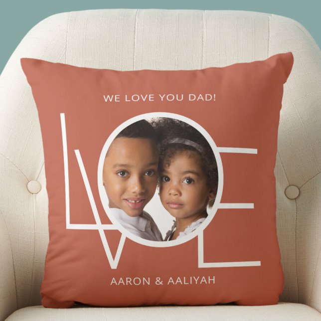 Love You Dad Photo Personalized Throw Pillow (Creator Uploaded)